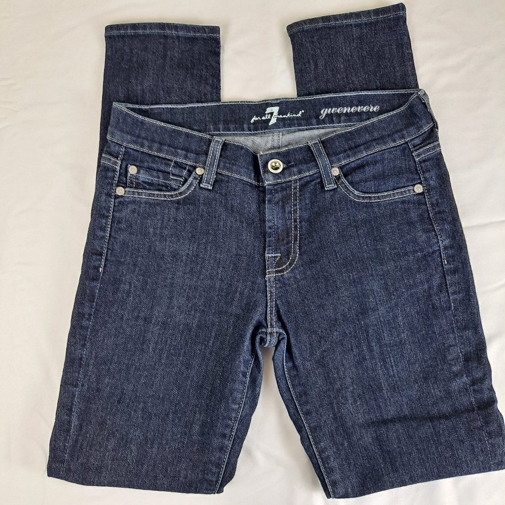7 For all Mankind Size 25 Gwenevere 5 Pocket Skinny Jean Crystal Button EUC